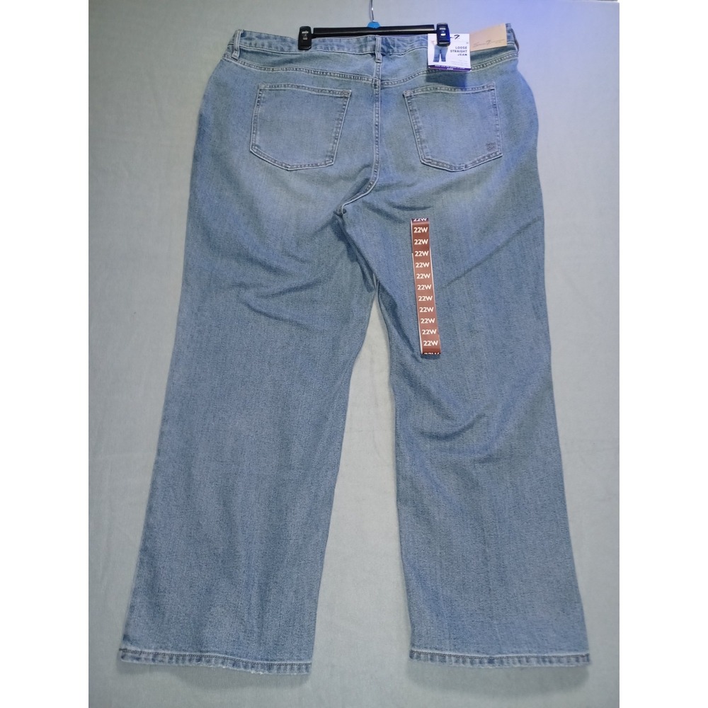Seven7 Loose Straight Jeans Womens 22W High Rise Light Wash Blue Denim New NWT